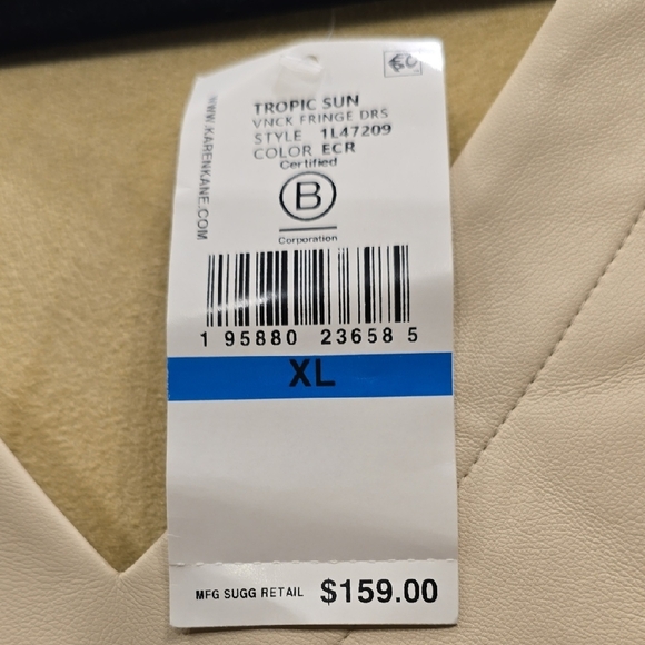 Karen Kane Cream Midi Dress with Fringe Hem - Picture 5 of 16